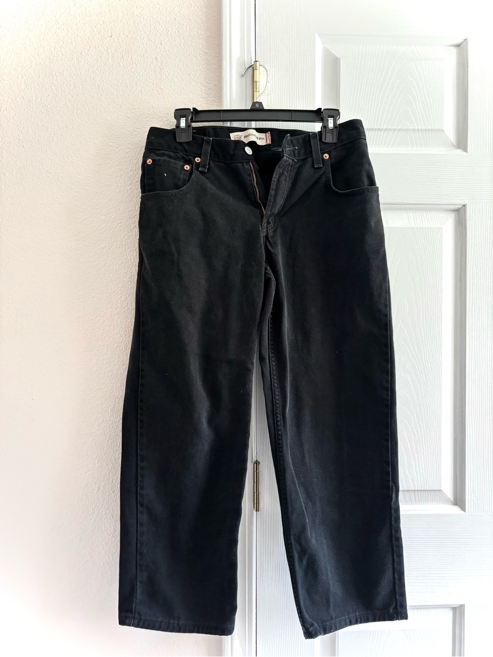 Levi's 550 Relaxed Fit Straight Black Denim Cotton Jeans Unisex 31x27